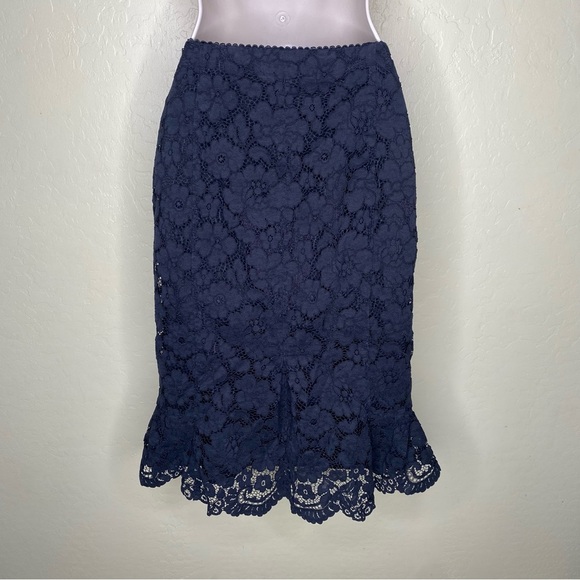 Express Black Lace Pencil Midi Skirt Size 6 - Picture 9 of 16